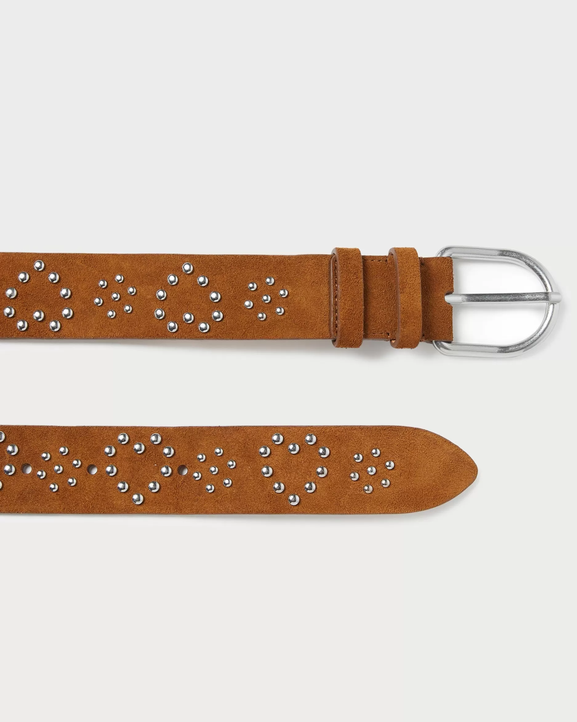 Loeffler Randall Beckett Cacao Suede Studded Belt