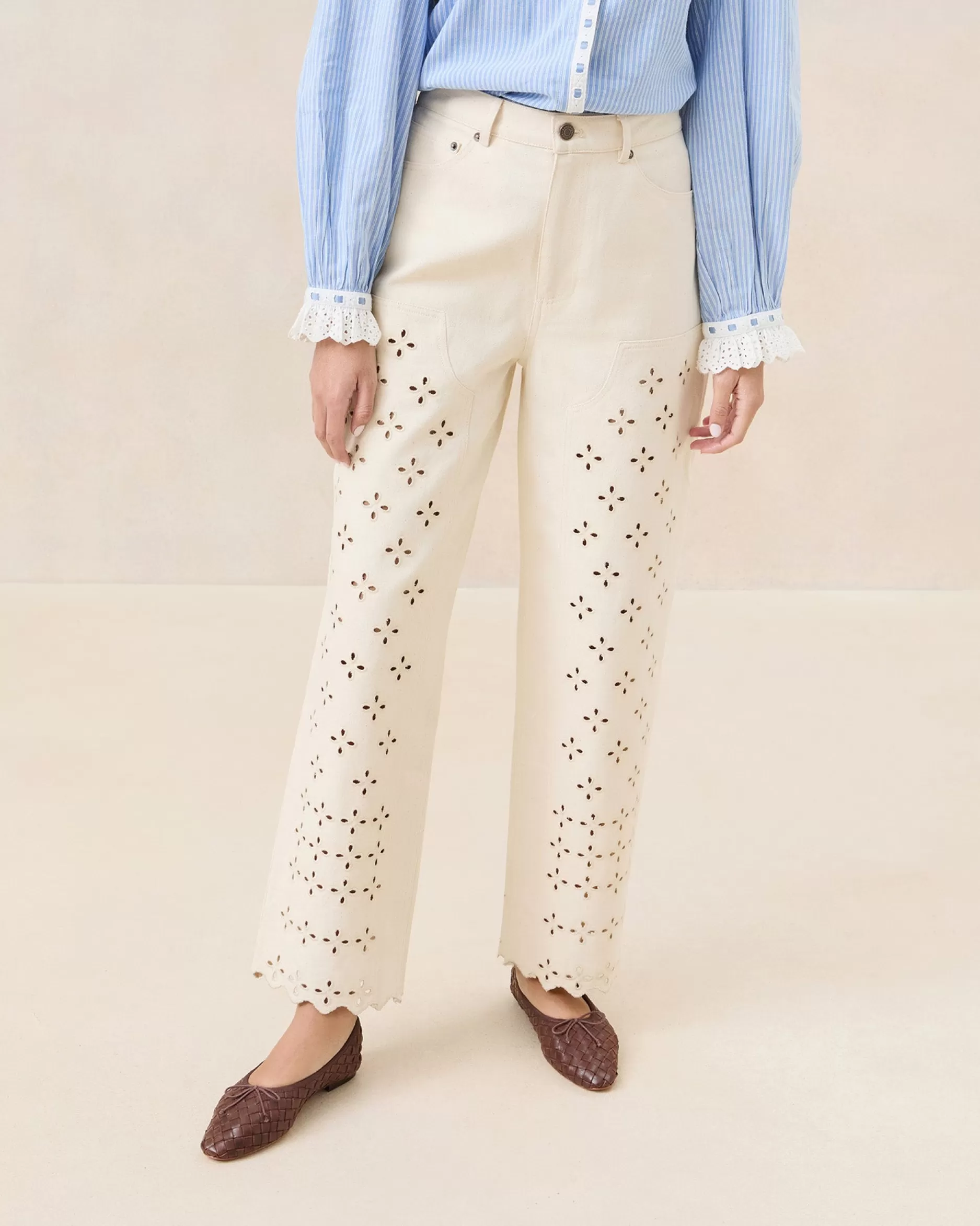 Loeffler Randall Demi Natural Embroidered Pant