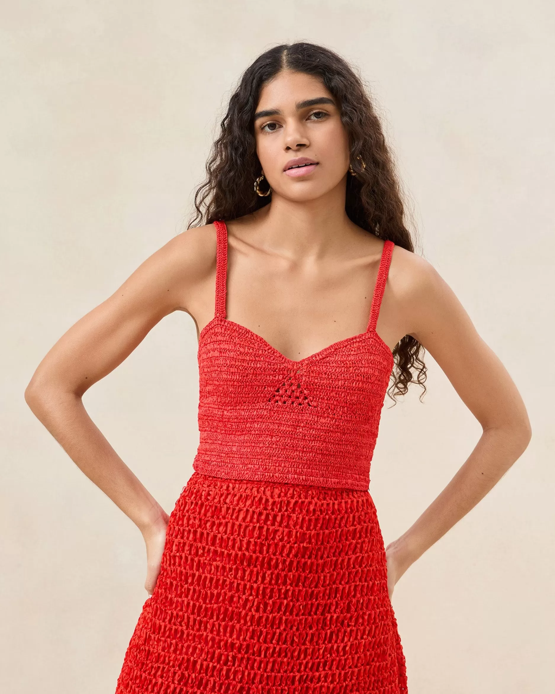 Loeffler Randall Emmie Poppy Woven Bustier Top